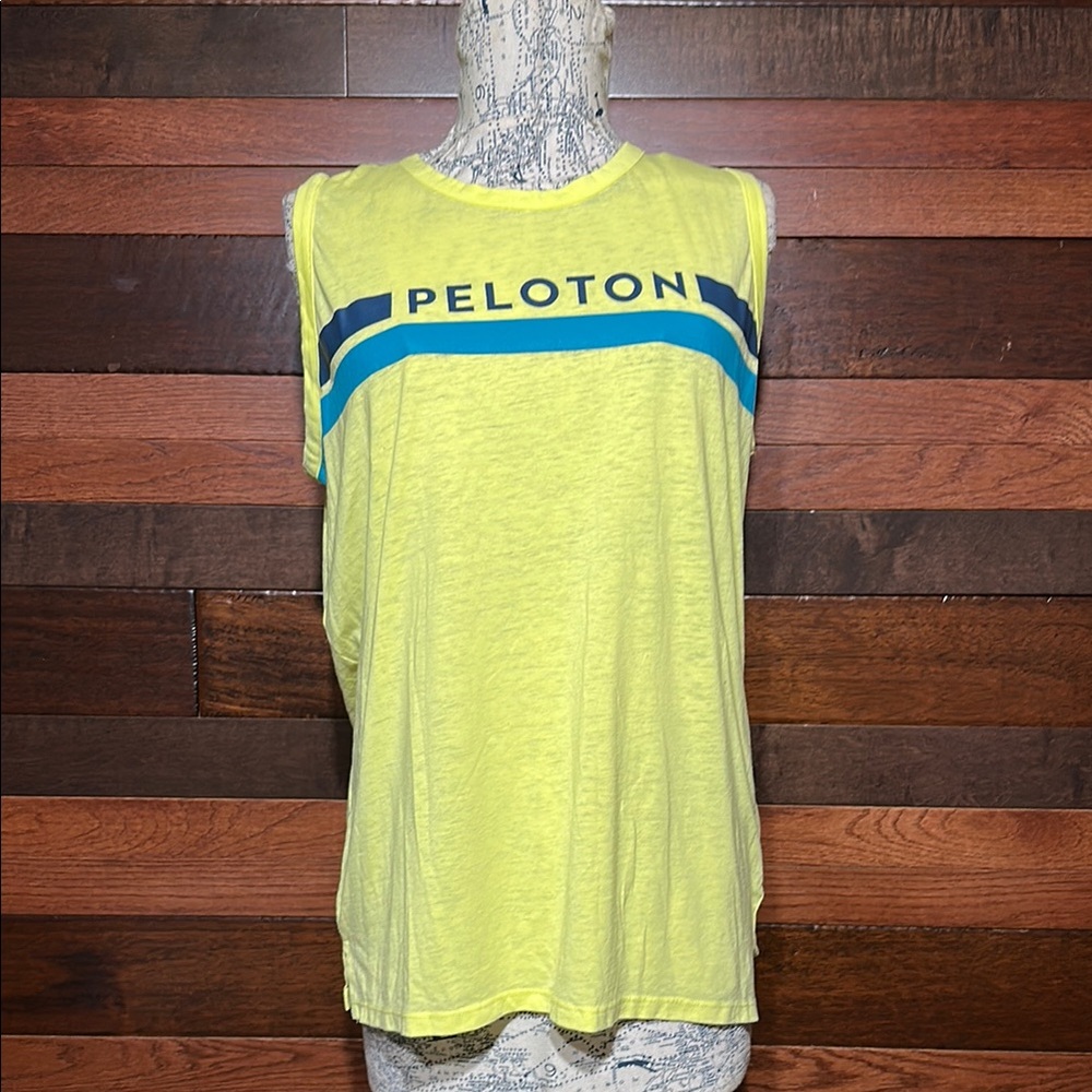 Peloton Yellow Sleeveless Shirt with Blue Accents